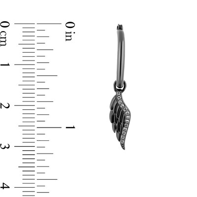 Enchanted Disney Villains Maleficent 0.085 CT. T.W. Diamond Wing Drop Earrings in Sterling Silver with Black Rhodium
