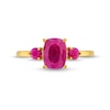 Thumbnail Image 3 of Elongated Cushion-Cut Ruby Three Stone Ring in 10K Gold