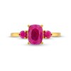 Thumbnail Image 3 of Elongated Cushion-Cut Ruby Three Stone Ring in 10K Gold