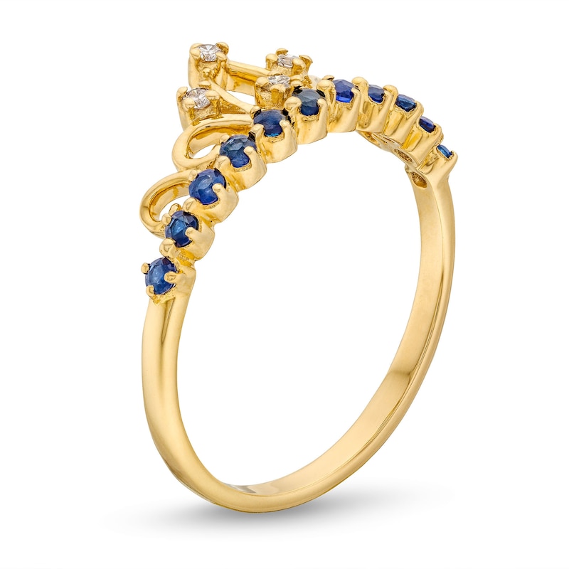 Main Image 3 of Blue Sapphire and 0.04 CT. T.W. Diamond Tiara Ring in 10K Gold