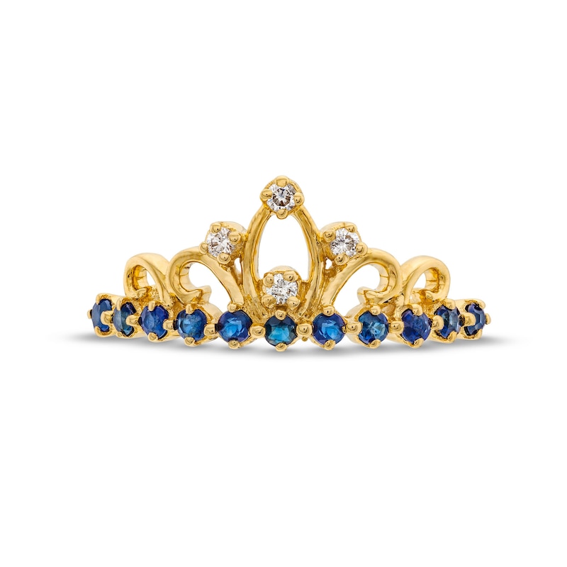 Main Image 4 of Blue Sapphire and 0.04 CT. T.W. Diamond Tiara Ring in 10K Gold