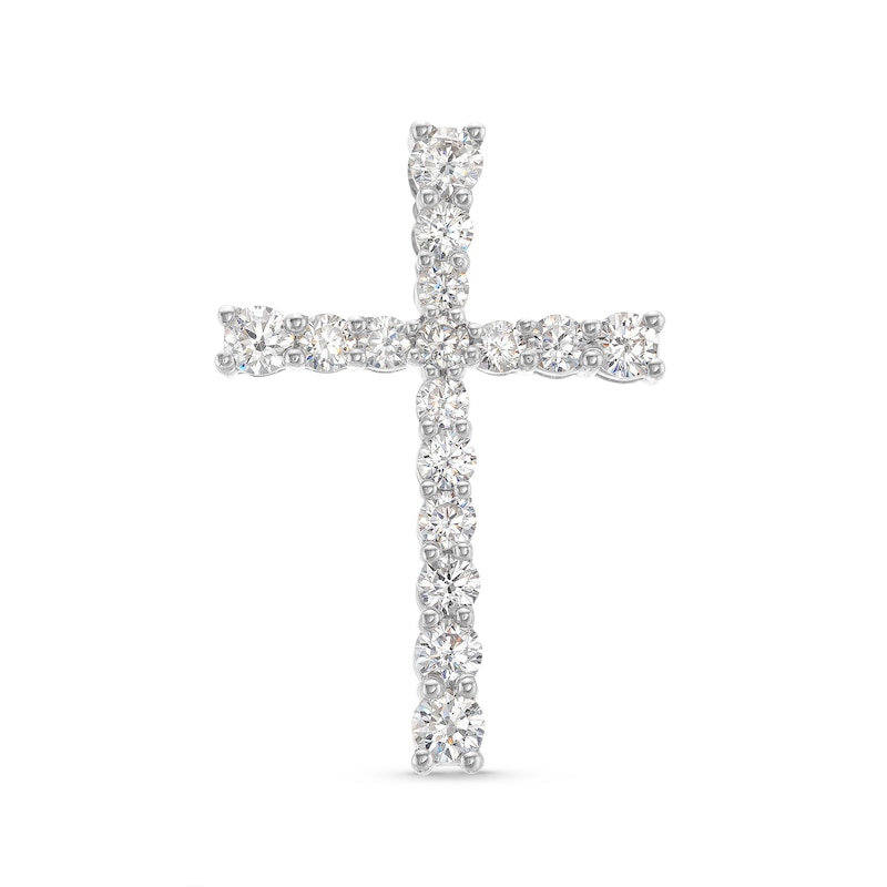 Main Image 1 of Men's 1.50 CT. T.W. Certified Lab-Grown Diamond Cross Necklace Charm in 10K White Gold (F/SI2)