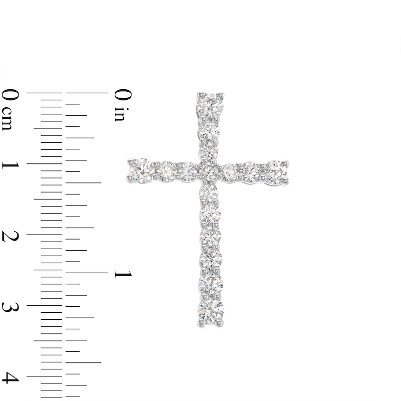 Main Image 2 of Men's 1.50 CT. T.W. Certified Lab-Grown Diamond Cross Necklace Charm in 10K White Gold (F/SI2)