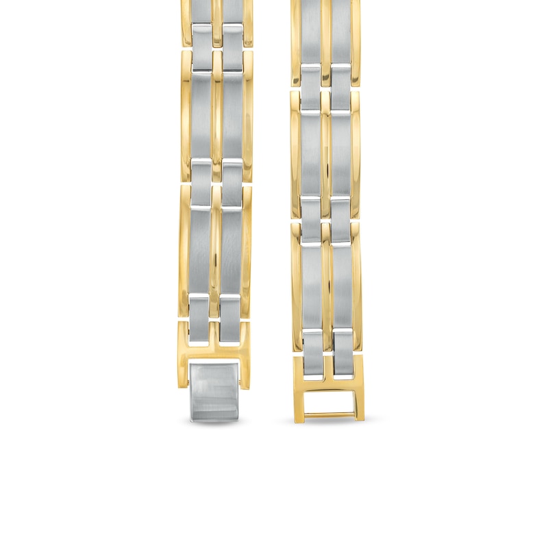 Main Image 3 of Men's Diamond Accent Dog Tag Pendant, Cross Pendant and Link Bracelet Set in Two-Tone Stainless Steel