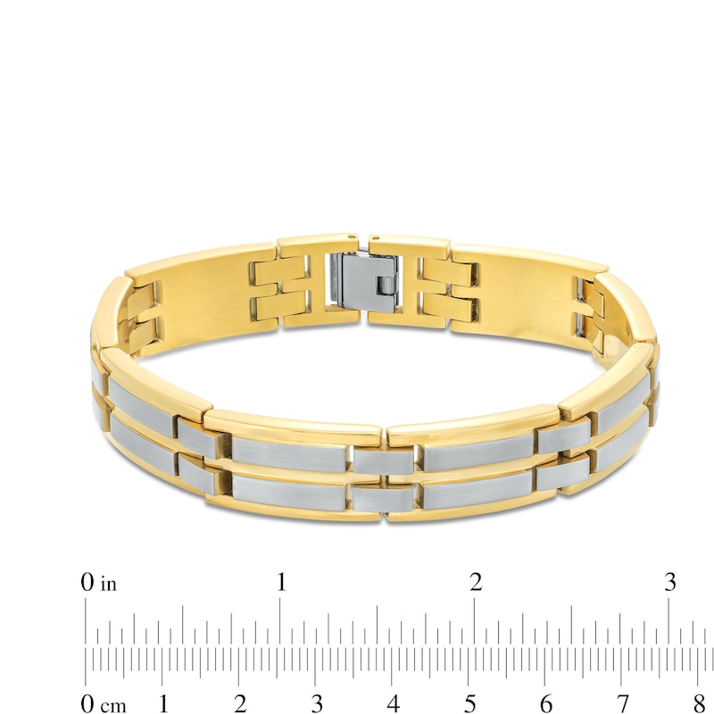 Main Image 7 of Men's Diamond Accent Dog Tag Pendant, Cross Pendant and Link Bracelet Set in Two-Tone Stainless Steel