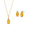 Thumbnail Image 0 of Oval Citrine and Diamond Accent Pendant and Stud Earrings Set in 10K Gold