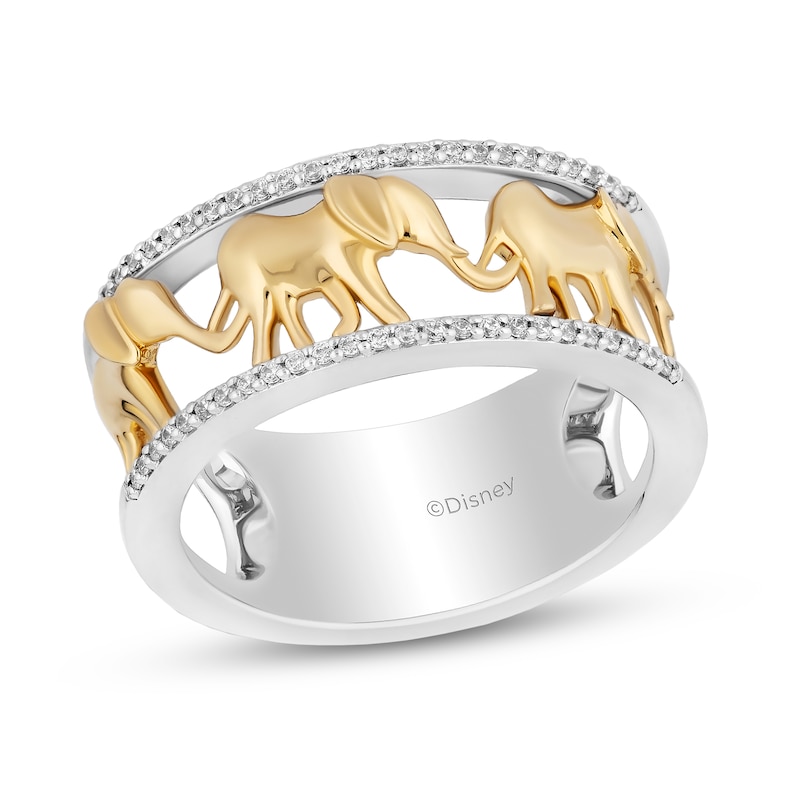 Main Image 1 of Disney Treasures The Lion King 0.115 Diamond Edge Elephants Ring in Sterling Silver and 10K Gold