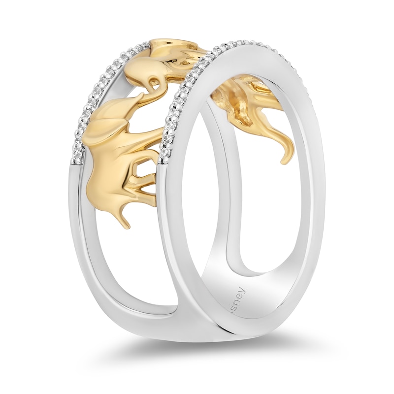Main Image 2 of Disney Treasures The Lion King 0.115 Diamond Edge Elephants Ring in Sterling Silver and 10K Gold