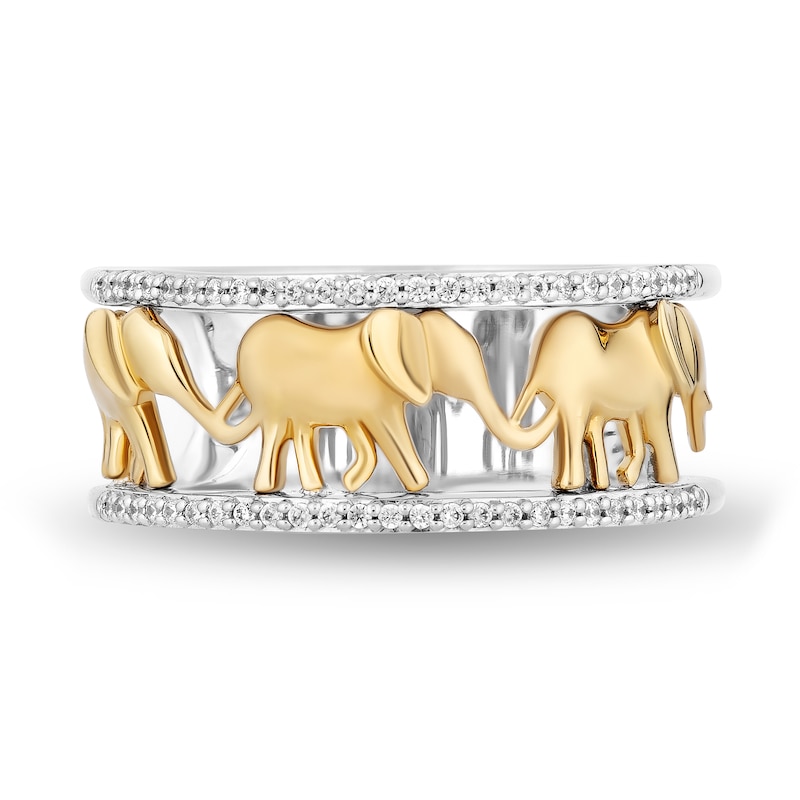 Main Image 3 of Disney Treasures The Lion King 0.115 Diamond Edge Elephants Ring in Sterling Silver and 10K Gold
