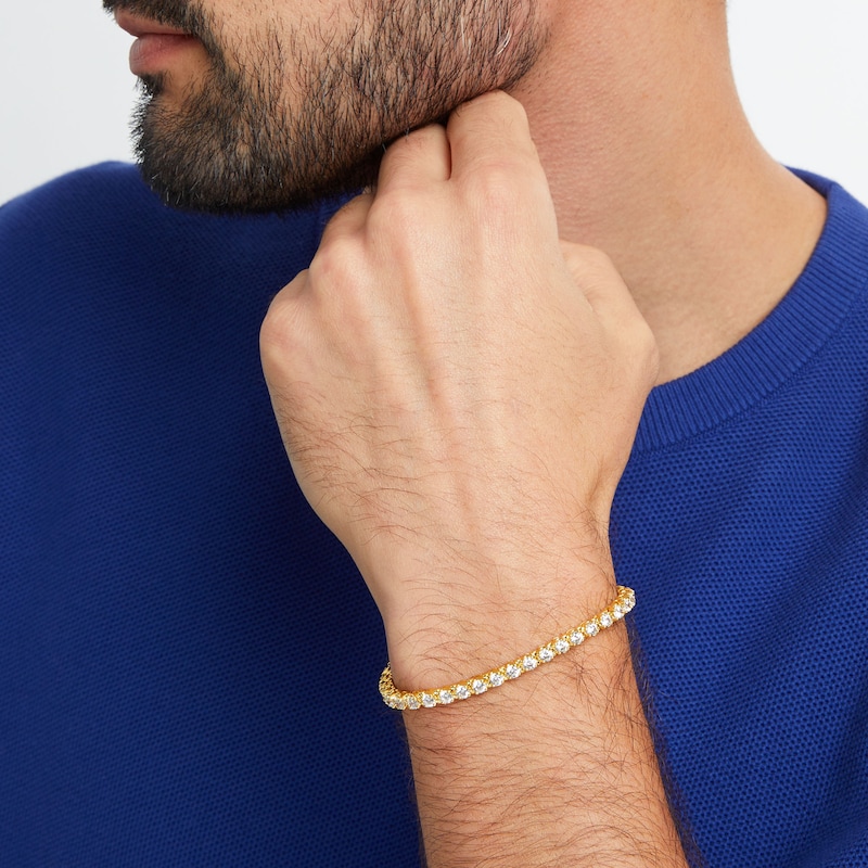Main Image 2 of Men's 7.00 CT. T.W. Certified Lab-Grown Diamond Tennis Bracelet in 10K Gold (F/SI2) - 8.5"
