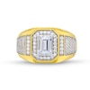 Thumbnail Image 4 of Men's 2.50 CT. T.W. Emerald-Cut Certified Lab-Grown Diamond Frame Signet Ring in 10K Gold (F/SI2)
