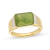 Thumbnail Image 1 of Men's Sideways Emerald-Cut Jade and 0.085 CT. T.W. Diamond Collar Ring in 14K Gold