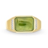 Thumbnail Image 4 of Men's Sideways Emerald-Cut Jade and 0.085 CT. T.W. Diamond Collar Ring in 14K Gold