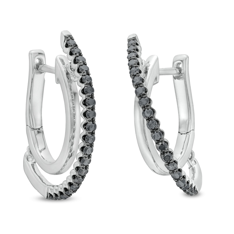 Unstoppable Love™ 0.50 CT. T.W. Black Diamond J-Hoop Earrings in Sterling Silver|Peoples Jewellers