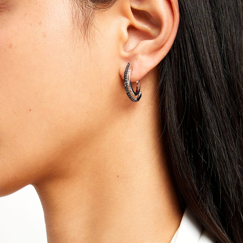 Unstoppable Love™ 0.50 CT. T.W. Black Diamond J-Hoop Earrings in Sterling Silver