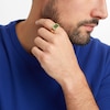 Thumbnail Image 2 of Men's Sideways Rectangular-Cut Jade and 0.145 CT. T.W. Diamond Collar Ring in 14K Gold