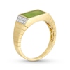 Thumbnail Image 3 of Men's Sideways Rectangular-Cut Jade and 0.145 CT. T.W. Diamond Collar Ring in 14K Gold