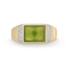Thumbnail Image 4 of Men's Sideways Rectangular-Cut Jade and 0.145 CT. T.W. Diamond Collar Ring in 14K Gold