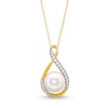 Thumbnail Image 0 of 11.0mm Freshwater Cultured Pearl and 0.23 CT. T.W. Diamond Infinity Ribbon Pendant in 10K Gold