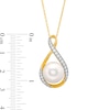 Thumbnail Image 2 of 11.0mm Freshwater Cultured Pearl and 0.23 CT. T.W. Diamond Infinity Ribbon Pendant in 10K Gold