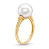 Thumbnail Image 3 of 10.0mm Freshwater Cultured Pearl and 0.085 CT. T.W. Diamond Ring in 10K Gold