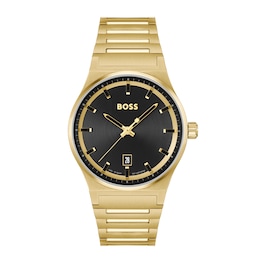 Men's Hugo Boss Candor Gold-Tone IP Watch with Black Dial (Model: 1514077)