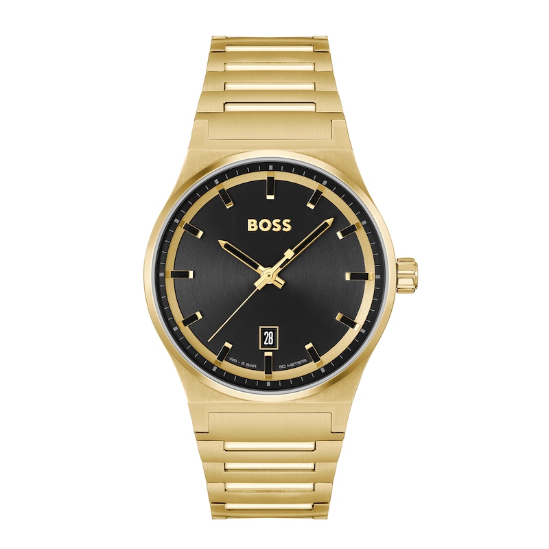 Main Image 1 of Men's Hugo Boss Candor Gold-Tone IP Watch with Black Dial (Model: 1514077)
