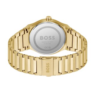 Men's Hugo Boss Candor Gold-Tone IP Watch with Black Dial (Model: 1514077)