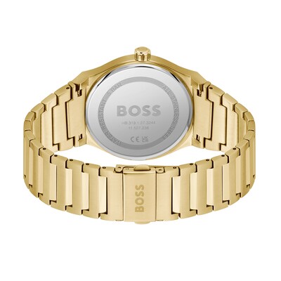 Men's Hugo Boss Candor Gold-Tone IP Watch with Black Dial (Model: 1514077)