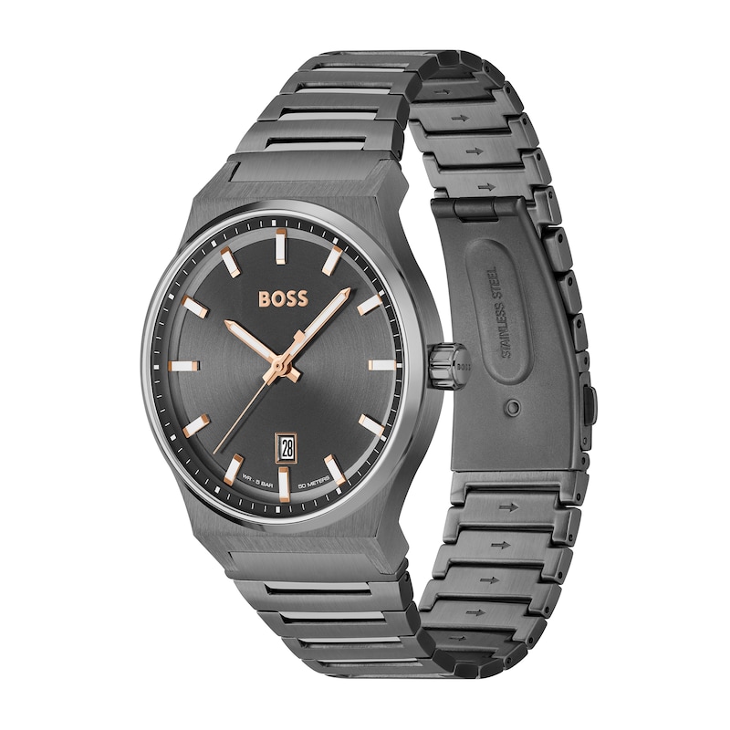 Men's Hugo Boss Candor Grey IP Watch with Grey Dial (Model: 1514078)|Peoples Jewellers