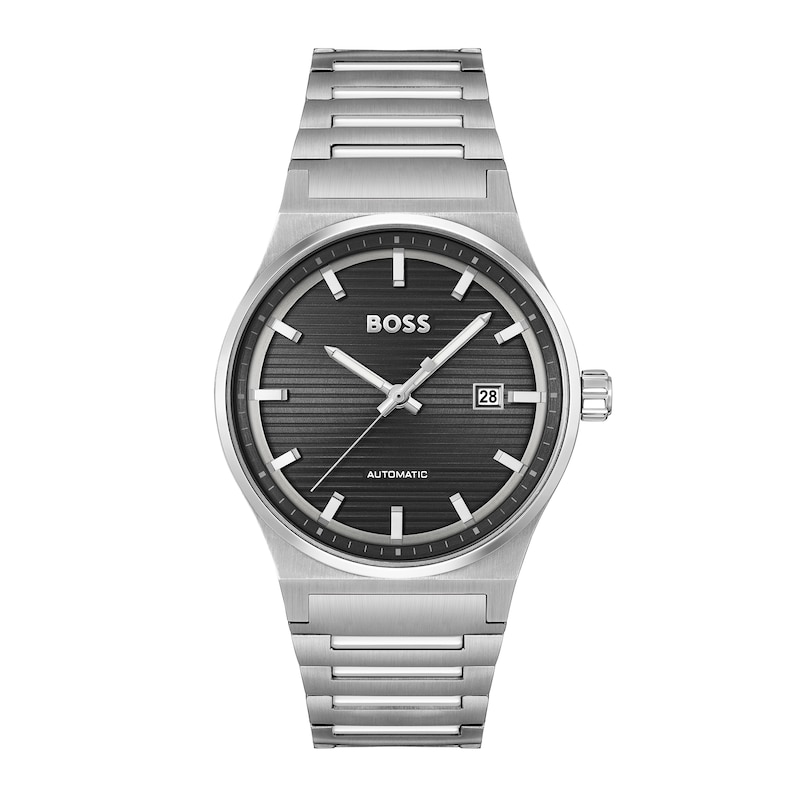 Men's Hugo Boss Candor Automatic Watch with Textured Black Dial (Model: 1514117)|Peoples Jewellers