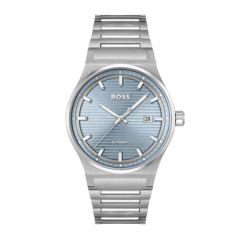 Men's Hugo Boss Candor Automatic Watch with Textured Light Blue Dial (Model: 1514118)|Peoples Jewellers