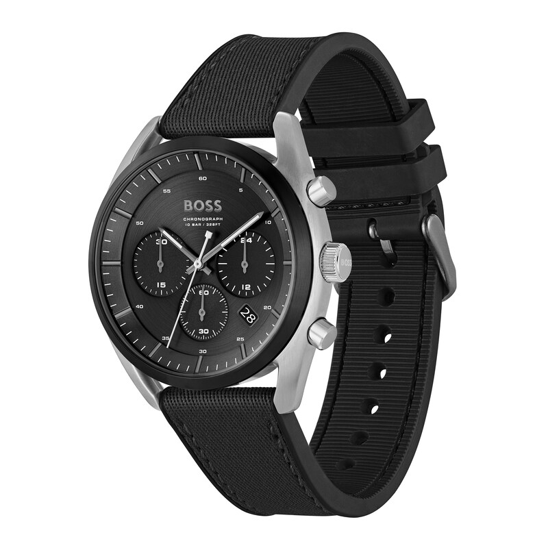 Men's Hugo Boss Top Chronograph Silicone Strap Watch with Dial (Model: )|Peoples Jewellers