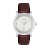 Men's Hugo Boss Principle Brown Leather Strap Watch with Textured Silver-Tone Dial (Model: 1514114)