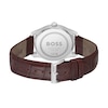Men's Hugo Boss Principle Brown Leather Strap Watch with Textured Silver-Tone Dial (Model: 1514114)