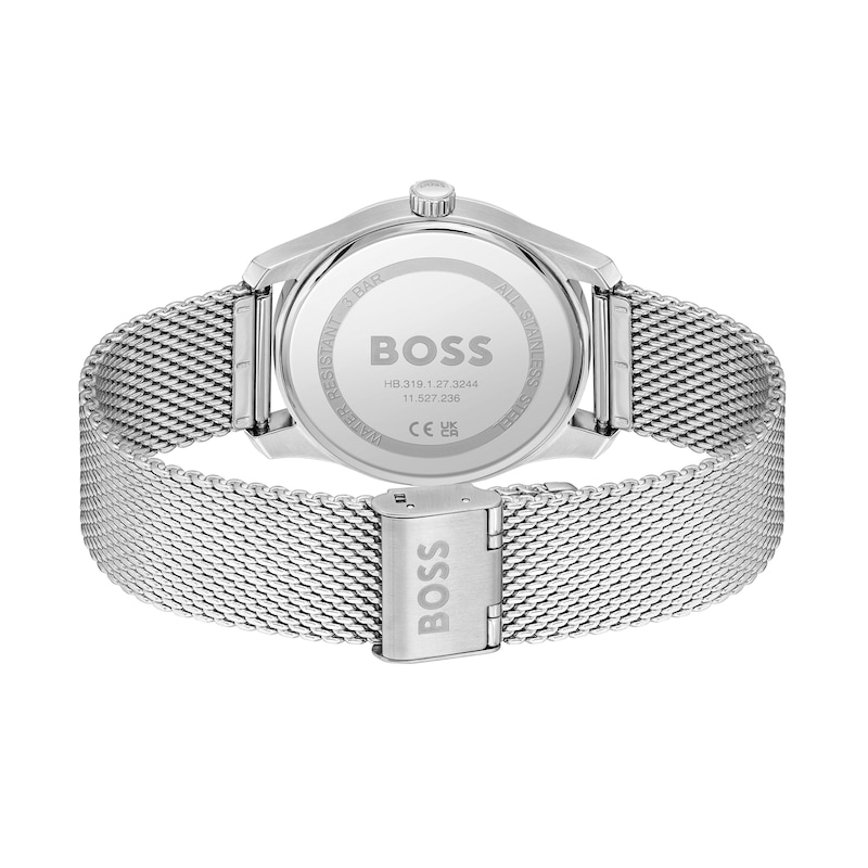 Main Image 3 of Men's Hugo Boss Principle Mesh Watch with Textured Dark Blue Dial (Model: 1514115)