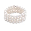 Thumbnail Image 0 of 8.3-9.3mm Oval Cultured Freshwater Pearl Triple Row Stretch Bracelet