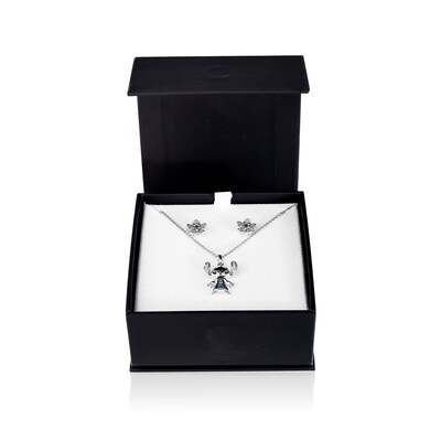 Disney Treasures Lilo and Stitch 0.11 CT. T.W. Diamond and Blue Topaz Pendant and Earrings Set in Sterling Silver
