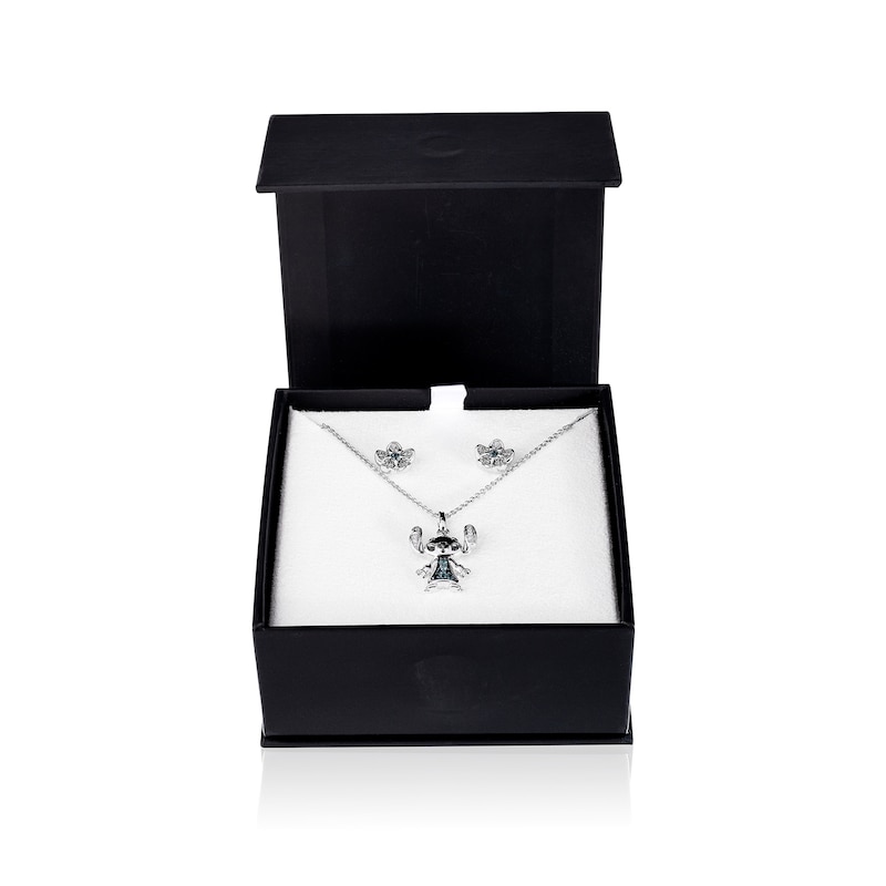 Disney Treasures Lilo and Stitch 0.11 CT. T.W. Diamond and Blue Topaz Pendant and Earrings Set in Sterling Silver|Peoples Jewellers