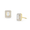 Thumbnail Image 1 of 3.50 CT. T.W. Emerald-Cut Certified Lab-Grown Diamond Frame Stud Earrings in 10K Gold (F/VS2)