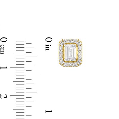 3.50 CT. T.W. Emerald-Cut Certified Lab-Created Diamond Frame Stud Earrings in 10K Gold (F/VS2)