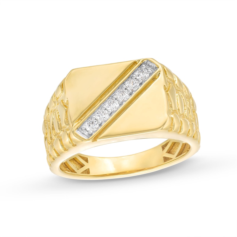 Men's 0.20 CT. T.W. Diamond Cushion Top Nugget Ring in 10K Gold|Peoples Jewellers