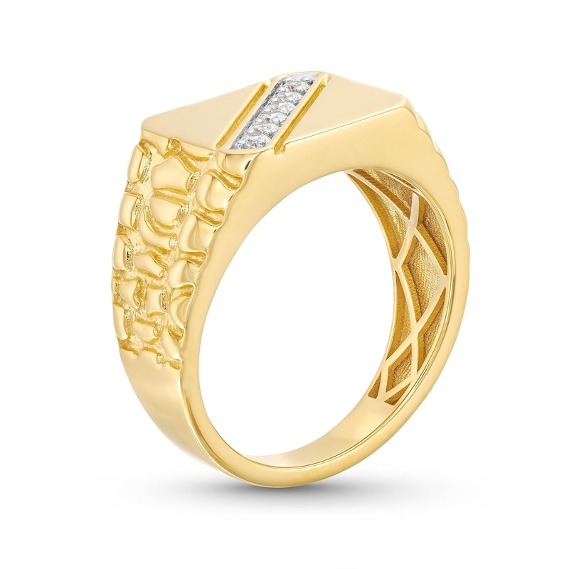 Main Image 3 of Men's 0.20 CT. T.W. Diamond Cushion Top Nugget Ring in 10K Gold