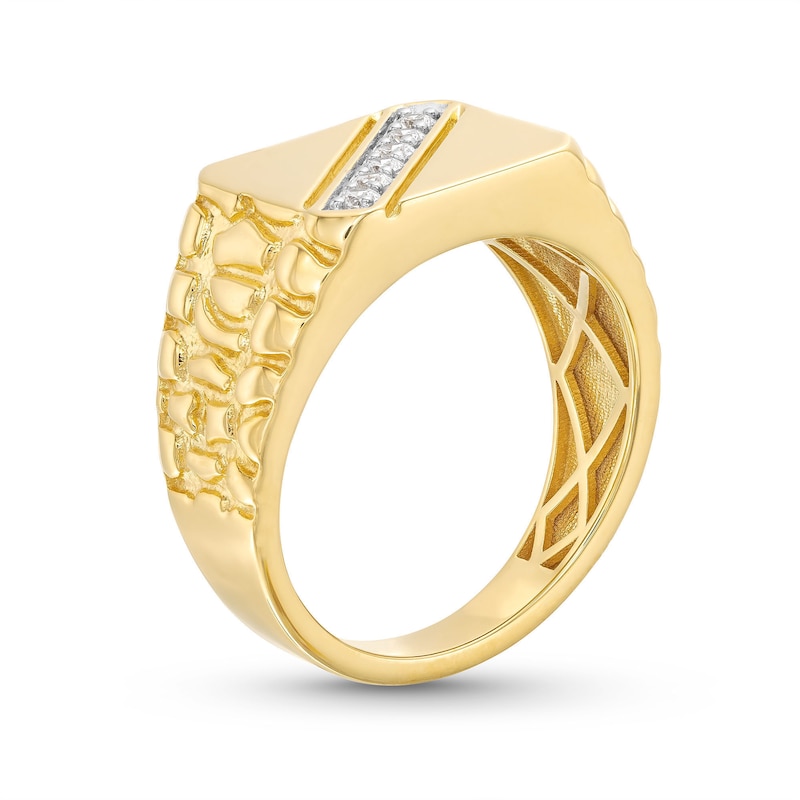 Men's 0.20 CT. T.W. Diamond Cushion Top Nugget Ring in 10K Gold|Peoples Jewellers