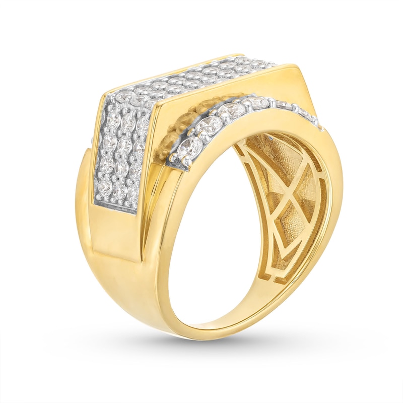 Main Image 3 of Men's 2.50 CT. T.W. Diamond Rectangular Raised Row Ring in 10K Gold