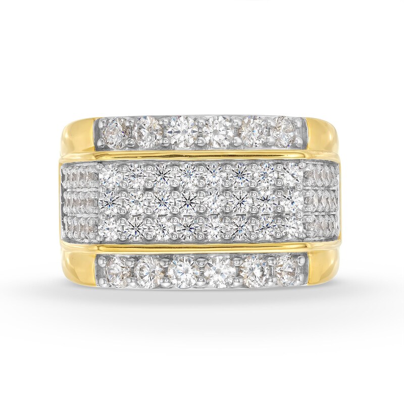 Main Image 4 of Men's 2.50 CT. T.W. Diamond Rectangular Raised Row Ring in 10K Gold