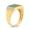 Thumbnail Image 2 of Men's 11.0mm Square-Cut Jade and 0.20 CT. T.W. Diamond Ring in 14K Gold