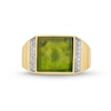 Thumbnail Image 3 of Men's 11.0mm Square-Cut Jade and 0.20 CT. T.W. Diamond Ring in 14K Gold