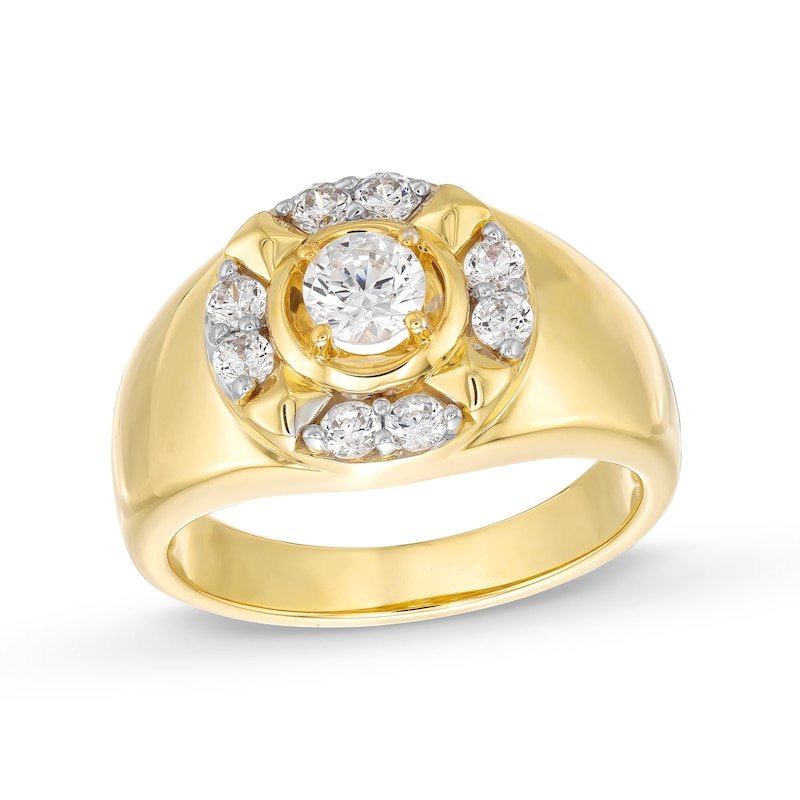 Men's 1.00 CT. T.W. Canadian Certified Diamond Crest Frame Signet Ring in 14K Gold (I/I2)|Peoples Jewellers