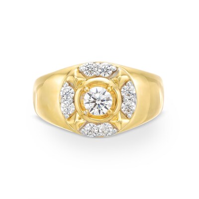 Men's 1.00 CT. T.W. Canadian Certified Diamond Crest Frame Signet Ring in 14K Gold (I/I2)